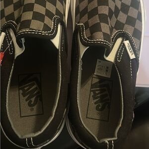 Vans Kids Checkered Slip-On Sneakers - Black and Brown